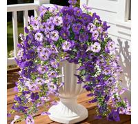 Artificial Flowers for Outdoors, 4 Pcs Fake Hanging Plants UV Resistant