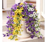 Artificial Flowers for Outdoors, 4 Pcs Fake Hanging Plants UV Resistant