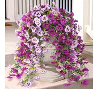 Artificial Flowers for Outdoors, 4 Pcs Fake Hanging Plants UV Resistant