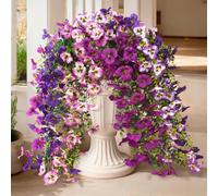 Artificial Flowers for Outdoors, 4 Pcs Fake Hanging Plants UV Resistant