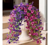 Artificial Flowers for Outdoors, 4 Pcs Fake Hanging Plants UV Resistant