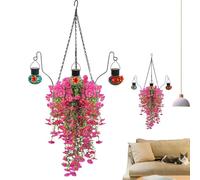 Artificial Flowers for Outdoors | Decorative Metal Bird Feeder with Hook, Artificial Flowers for Outdoors, for Balcony, Garden, Porch, Courtyard, Patio, Lawn, Cockatiels, Inseparable