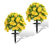 Artificial Flowers for Outdoors, Fake Rhododendrons with Ground Spike, UV Resistant Plug for Garden or Front Porch