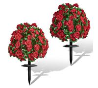 Artificial Flowers for Outdoors, Fake Rhododendrons with Ground Spike, UV Resistant Plug for Garden or Front Porch