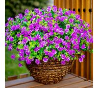 Artificial Flowers for Outdoors UV Resistant - 12 PCS Bundles Faux Fake Outdoor Plants Plastic Flowers Bushes Shrubs No Fade Artificial Greenery Home Porch Stems Outside Window Box Decor(Magenta)