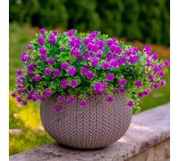 Artificial Flowers for Outdoors UV Resistant - 12 PCS Bundles Faux Fake Outdoor Plants Plastic Flowers Bushes Shrubs No Fade Artificial Greenery Home Porch Stems Outside Window Box Decor(Magenta)