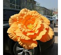 Artificial Flowers For Vase, Artificial Peony Giant Photo Props Simulation Peony Flower Window Display Background Wall Decoration Fake Flowers(Dark Orange)