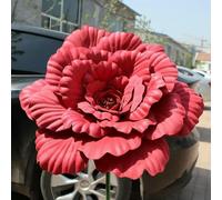 Artificial Flowers For Vase, Artificial Peony Giant Photo Props Simulation Peony Flower Window Display Background Wall Decoration Fake Flowers(Dark Red)