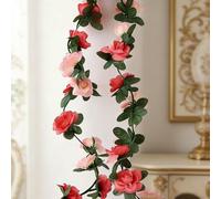 Artificial Flowers Garland 2.5M - Lightweight Rose Vine for Party Decor, Home Decoration, Wedding Backdrop - Eco-Friendly Fake Flowers (Pink & Red)