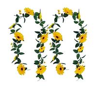 Artificial Flowers Garlands - 2Pcs Sunflower Garland Artificial Sunflower Garland Decoration Durable Flexible 2.5m Sunflower Garland String With Leaves