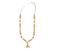 Artificial Flowers Haar Mala Multicolour Bead Indian Garland Idol Mala for God Goddess Murti Photo Frame Temple Mandir Decoration Traditional Festival Ornament Pooja Sringar Article (Gold - 25cm)