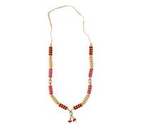 Artificial Flowers Haar Mala Multicolour Bead Indian Garland Idol Mala for God Goddess Murti Photo Frame Temple Mandir Decoration Traditional Festival Ornament Pooja Sringar Article (Red & Pink- 26cm)
