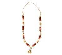 Artificial Flowers Haar Mala Multicolour Bead Indian Garland Idol Mala for God Goddess Murti Photo Frame Temple Mandir Decoration Traditional Festival Ornament Pooja Sringar Article (Red - 24cm)