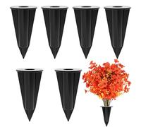 Artificial Flowers Holder for Outdoors and Indoor, 6 PCS Floral Ground Spike for Door Yard Porch Patio Garden Window Box Office Table Kitchen Home Planter Pot Vase Flowerpot Decorations (Black)