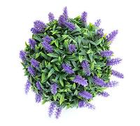 Artificial Flowers, Homemade Purple Lavender Hanging Topiary Ball Flower Decor Basket Pot Handmade Artificial Plants Fake Flowers Bridal Wedding Bouquet for Home Garden Party Wedding Decoration