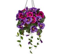 Artificial Flowers Like Real Pansy Hanging Plants Artificial Flowers Pansy with Hanging Basket, Height 70 cm, Indoor Plant Bush Decorative Plant Green Plant
