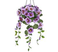 Artificial Flowers Like Real Pansy Hanging Plants Artificial Flowers Pansy with Hanging Basket, Height 70 cm, Indoor Plant Bush Decorative Plant Green Plant