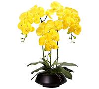 Artificial flowers Orchid Orchids Artificial Plant Faux Orchids Touch Realistic Flower Planter for Home Living Room Kitchen Decor natural look,Yellow