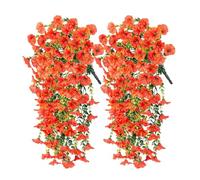 Artificial Flowers Outdoor - 2pcs Artificial Petunias | UV Resistant Shrubs Plants For Hanging | Weatherproof Trailing Flower For Garden | Spring Decor Garden Porch Wedding, Drooping Design For Pots