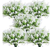 Artificial Flowers Outdoor Artificial Faux Plants Flowers Outdoor Spring Decoration Fake Eucalyptus Realistic UV Resistant for Planter Pot UV Resistant Realistic Outside Porch Patio Garden(White)