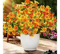 Artificial Flowers Outdoor Fake Flower 4 Bundles Orange Faux Silk Daisy