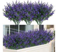 Artificial Flowers Outdoor Fake Shrubs Plants 12 Bundles Plastic Lavender Floral Arrangement Home Garden Decoration Low Maintenance Realistic Hanging Window Porch Display(Autumn colors)