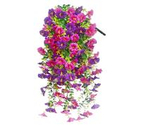 Artificial Flowers Outdoor, Faux Hanging Morning Glory Plants- UV-Resistant Silk Wisteria Flowers for Summer Garden Baskets, Wall & Fence Decoration, Wedding, Home, Porch & Window (wine red, 1 pc)