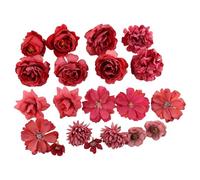 Artificial Flowers Roses Flowers Heads For Crafts DIY Home Spring Garden Wildflower Garland Hanging Decoration Small Rose Fabric Flower Heads Fall Table Arrangement Centerpiece (Red, 10 * 1)