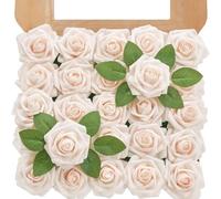 Artificial Flowers Roses with Stems for DIY Wedding Christmas Tree Bouquet Baby Shower Centerpiece Floral Arrangement Party Home Decor Mothers Day Decorations (Champagne, 25)