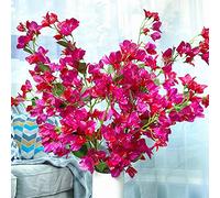 Artificial Flowers Silk Bougainvillea Branches Faux Artificial Bougainvillea Floral Stems Long Plant Branches 45" for Wedding Centerpieces, Table Runner, Home Decoration (Fushia Mixed - Pack of 4pcs)