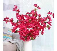 Artificial Flowers Silk Bougainvillea Branches Faux Artificial Bougainvillea Floral Stems Long Plant Branches 45" for Wedding Centerpieces, Table Runner, Home Decoration (Deep Pink - Pack of 4pcs)