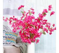 Artificial Flowers Silk Bougainvillea Branches Faux Artificial Bougainvillea Floral Stems Long Plant Branches 45" for Wedding Centerpieces, Table Runner, Home Decoration (Hot Pink - Pack of 4pcs)