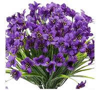 Artificial Flowers, Violet Silk Flowers, Outdoor Decoration, 36cm Plastic Fake Plants for Garden Wedding Decor(Purple)