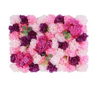 Artificial Flowers Wall Backdrop 6pcs 60 x 40cm White Floral Wall Panels, 3D Silk Rose Wall Decor Ideal for Wedding Celebrations, Festive Party Backdrops, and Elegant Home Decor (6PCS Purple Pink)