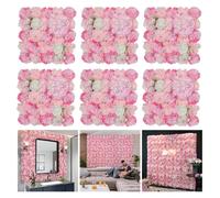 Artificial Flowers Wall Backdrop 6pcs16.5x16.5 Inch Pink Floral Wall Panels, Silk Rose Wall Decor Ideal for Wedding Celebrations, Festive Party Backdrops, and Elegant Home Decor