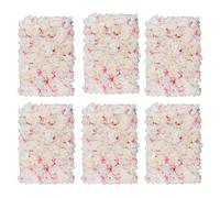 Artificial Flowers Wall Panels DIY Fake Flower Wall Silk Flower Romantic Floral Backdrop for Wedding Birthday Party Photography Background, 60cm x 40cm, Tibet Roses & White Jasmine & Pink Shade, 6pcs