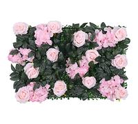 Artificial Flowers Wall Panels DIY Fake Flower Wall Silk Flower Romantic Floral Backdrop, Wedding Party Photography Background, 60cm x 40cm, Novia Roses, White Jasmine with Green Leaves, 1pc
