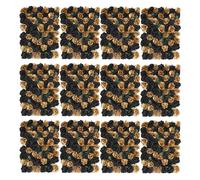 Artificial Flowers Wall Panels DIY Fake Silk Flower Romantic Floral Backdrop for Wedding Birthday Party Photography Background, 60cm x 40cm, Black & Champagne Gold Roses with Leaves, 12pcs