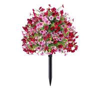Artificial Flowers with Ground Spikes Artificial Topiary Ball Trees Shrub Bushes Realistic Plastic Garden Decor For Farmhouse Outdoor Outside Garden Patio Wedding Decoration (B)