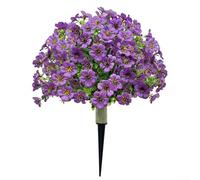 Artificial Flowers with Ground Stake for Outdoor Applications Where Weather Exposure Includes Humidity, Rainfall, and Direct Sunlight (Purple)