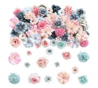 Artificial Flowers with Rose Peony Daisy Fake Mini Flowers Small Decorative Flowers for Craft Garland Wedding Party DIY Home Decor (Blue pink)