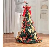 Artificial Foldable Christmas Tree Pre-decorated Evergreen Christmas Tree Reusable For Holiday Decorations Suitable For Apartments, Bedrooms, And Schools(1.2m/4ft)