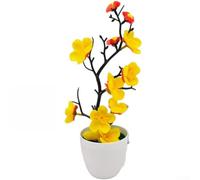 Artificial for plum Blossom Bonsai Tree 27cm Realistic Artificial(yellow) | Lifelike for plum blossom texture, 27cm height, realistic branches, vibrant colors, no fading over time