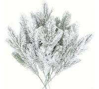 Artificial Frosted Pine Branches, 15PCS Snowy PVC Pine Needle Stems For Christmas Tree Wreath And Winter Garland Decorations, 27Cm(1)