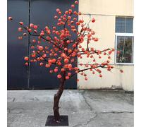 Artificial Fruit Tree with Lifelike Persimmon Orange Red Berries Farmhouse Home Office Christmas Holiday Tropical Decor Ornament Props(5FT/150cm)