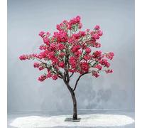 Artificial Fuchsia Bougainvillea Tree, Full Blooming Silk Flower Tree, Natural Wood Trunk, Faux Plant Decor For Home, Office, Wedding, Party & Commercial Venue Decoration(4m)