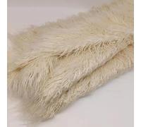 Artificial Fur Fabric 170×50cm Long Pile Soft Luxury Plush Mongolian Sheepskin Fabric for Clothing Dwarf Craft Supply Decorative Backgrounds(Cream)