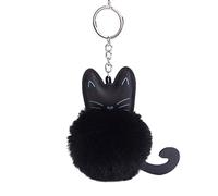 Artificial Fur Fluffy Cat Keychain Fashion Key Ring Handbag Pendant Schoolbag Hanging Accessories Black Stylish Excellent popular