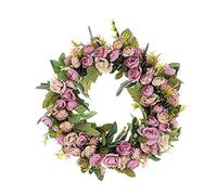 Artificial Garland Door Decoration Ornaments Rose Tea Bud Small Garland Wedding Ceiling Decoration Photography Pendant-light Purple Wreath Ring Autumn Decorations