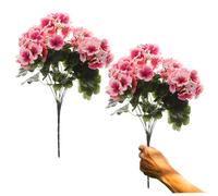 Artificial Geraniums 2Pcs 18 Inch 9 Heads Geraniums Artificial Flowers Realistic Vibrant Fade-resistant Fake Flowers for Wedding Home Party Decor, Style2 Artificial Geraniums